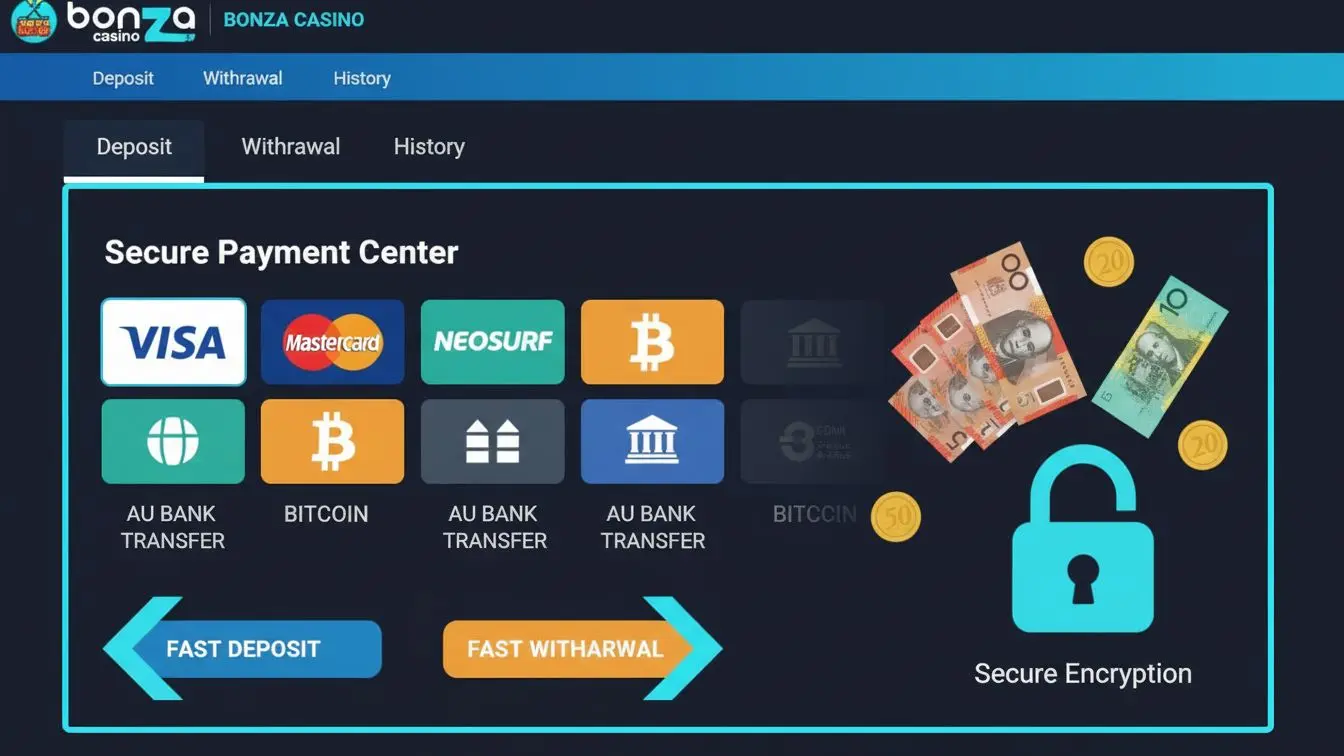 Casino payment methods and banking icons